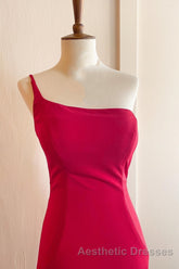 Simply Barbie Pink Mermaid One Shoulder Long Formal Dresses